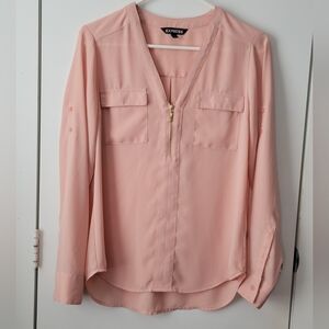 Express Pink Zipper Blouse